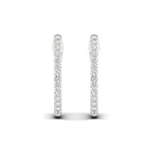 10K White Gold 0.15Ct TDW Diamond Hoop Earrings - £195.45 GBP