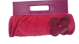 Rectangular Small Bag Floral Detail Formal Party Pink Fuchsia Handle or ... - $13.95