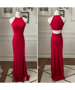 Vintage 90s Sherri Hill Halter Red Formal Gown 00 XXS - $199.78 CAD