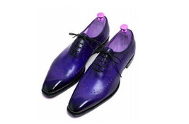 Awesome Blue Men&#39;s Patina Hand Painted Vintage Leather Oxford Lace Up Shoes - £109.92 GBP
