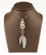Dior Crystal Costume Pendant with Feather Motif 18&quot; Chain w/ Original Pouch - $488.80 CAD