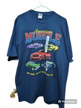 Vintage American Muscle Car Shirt Adult 2XL Blue Short Sleeve Y2K VTG Classic - £10.27 GBP