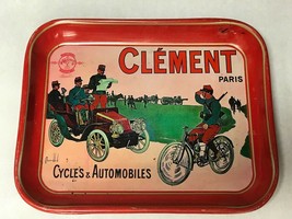 Clement Cycles and Automobiles advertising serving tray vintage French P... - $23.01
