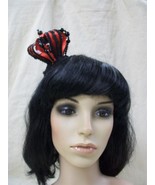 Clip on Mini Evil Queen Crown Wicked Black Beaded Gothic Red Majesty Fan... - $20.29 CAD