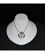 Trifari Rhinestone Pendant Necklace Rhodium Plated Vintage Jewelry - £35.03 GBP