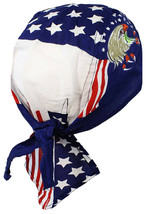 Usa Us Flag Eagle American Fitted Tied Bandana Do Rag Head Wrap Skull Cap Doo - £7.86 GBP