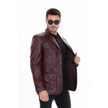 The Ravenna Burgundy Leather Men Jacket image 6