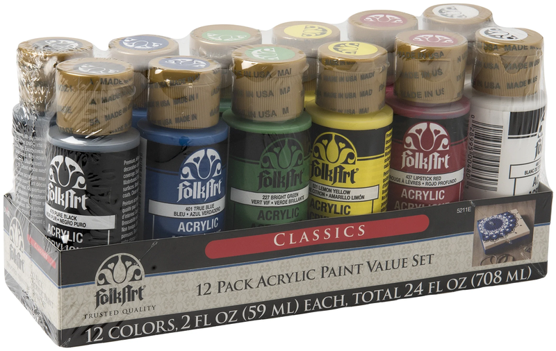 5211E Acrylic Craft Paint Set, Matte Finish, Classic, Set of 12, 24 Fl Oz Item image 2