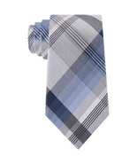 GEOFFREY BEENE Blue Gray Plaid Instinct Silk Polyester Blend Classic Tie - $19.99