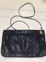 Vtg Whiting &amp; Davis Black Mesh Double Strap Zip Closure Evening Bag - £31.46 GBP