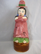 Indian Decanter Bottle Fisher Susie Artist Vintage 1966 Ceramic Pink Brown - $39.95