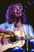 Peter Frampton 1970&#39;s concert pose in open blue shirt playing guitar singing 24x - £19.17 GBP