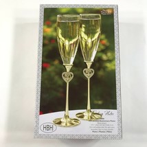 NEW HBH Company Champagne Toasting Flutes Gold Brass Plated 50th Anniver... - £36.76 GBP