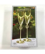 NEW HBH Company Champagne Toasting Flutes Gold Brass Plated 50th Anniver... - £37.22 GBP