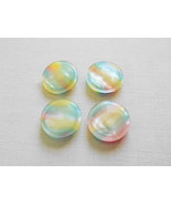 &#39;4 Vintage Sewing Craft Large Round Shades of Pink Blue Yellow Buttons-F... - £7.46 GBP