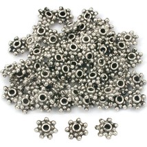 Bali Spacer Flower Beads Antique Silver Plated 7mm 60Pcs Approx. - £5.45 GBP