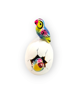 Hatched Egg Pottery Bird Blue Yellow Parrot Duck Mexico Hand Painted Sig... - £11.61 GBP
