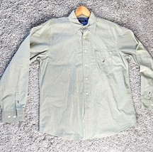 Men’s Nautica Shirt Button Down Large Light Green Plaid Long Sleeve Cotton - $14.17