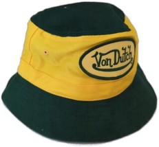 Von Dutch Kids Bucket Hat Green &amp; Yellow - One Size Unisex - New Without Tags - £11.48 GBP
