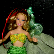 12&quot; BARBIE DOLL w/MERMAID green crochet outfit, green hair piece (sewrm#13) - £15.03 GBP