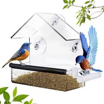 Acrylic Window Bird Feeder with 3 Suction Cups and Stand Pole 6&quot; x 3&quot; x 6&quot; - $17.82