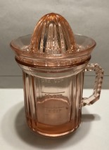 Vintage Peach Depression Style Glass Juicer Reamer &amp; 1 Cup Measuring Cup - £36.16 GBP
