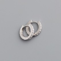 ANENJERY Silver Color Colored Zircon Small Hoop 7mm Earrings For Men Women Child - £7.94 GBP