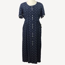 Erika Dresses Womens Dress Navy Blue Floral Lace Trim Button Side Pocket... - £31.31 GBP