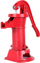 Red Cast Iron Pitcher Pump 25 Ft Lift, Retro Hand Water Pump, Manual Wa - £99.55 GBP