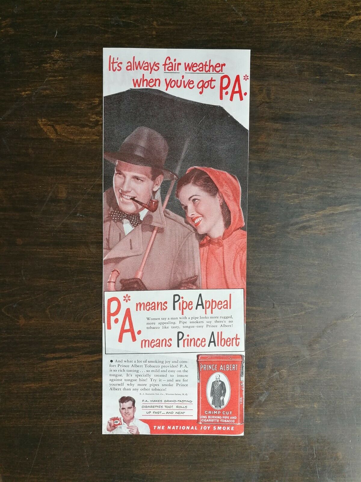 Vintage 1947 Prince Albert Tobacco Original Color AD A1 - $6.64