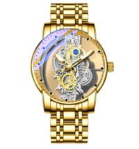 Men Watch Skeleton Automatic Quartz Watch Gold Skeleton Men&#39;s Watch Waterproof - £12.38 GBP+