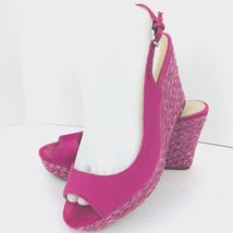 Franco Sarto Women Pink Canvas Slingback Open Toe Wedge Shoe SZ 8 M Rory... - $39.99