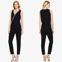 Vince Camuto Embroidered Jumpsuit XL X-Large Black Sleeveless 100% Rayon... - $99.99
