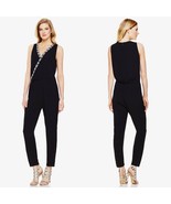 Vince Camuto Embroidered Jumpsuit XL X-Large Black Sleeveless 100% Rayon... - £78.82 GBP