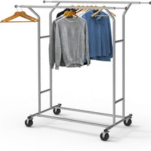 Heavy Duty Double Rail Clothing Garment Rack, Chrome - £95.11 GBP