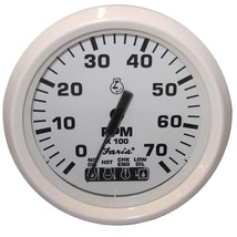 Faria Dress White 4&quot; Tachometer w/Systemcheck Indicator - 7000 RPM (Gas) (Johnso - £135.10 GBP