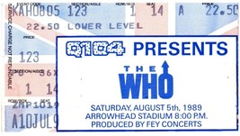 Vtg The Who Concierto Ticket Stub Kansas Ciudad August 5 1989 Flecha - £30.72 GBP