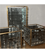 Golden Glass Grid Mirror Set with Metallic Framework - $19.60