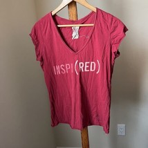Gap Womens InspiRED Red Y2k V-Neck Short Sleeve Shirt Top Cotton Large - $19.79