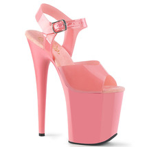 Pleaser FLAMINGO-808N 8&quot; Heel Pink Tpu Jelly Like Platform Ankle Strap Shoes - £51.27 GBP