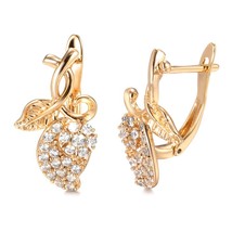 Hot Cute Grape 585 Rose Gold English Earrings For Women Natural Zircon Full Pave - £7.01 GBP
