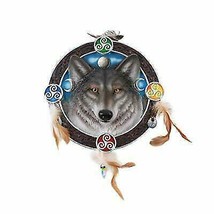 Large Triple Goddess Triskele Celtic Alpha Wolf Round Dream Catcher Wall... - £41.55 GBP