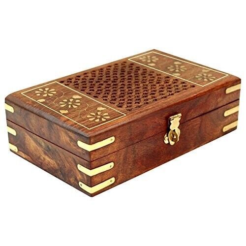Handmade Wooden Small Jewellery Box for Women Jewel Organizer Hand Carvi... - $28.04