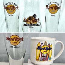 Hard Rock Cafe Maui Kona Hawaii Las Vegas 5 Glass Mug Lot Hurricane Pilsner Beer - £56.88 GBP