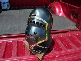 Medieval Bascinet Pig Face Helmet Klappvisor Helmet 18GA Steel &amp; Brass R... - $164.65