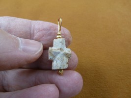 (CR504-19) 5/8&quot; Fairy Stone Pendant CHRISTIAN CROSS Staurolite Crystal GOLD - £14.88 GBP