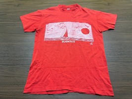 Vintage 1970&#39;s Hawaii Men&#39;s Red T-Shirt - Poly Tees - Hanes - £94.15 GBP