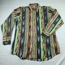 Vintage Ely Cattleman Shirt Men&#39;s Large 90s Western Brushpopper Aztec Rodeo - £28.79 GBP