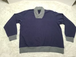 Orvis Classic Collection Shawl Neck Pullover L Sweatshirt Mens Blue/Gray - $24.58