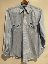 Wrangler Pearl Snap Button Down Shirt 17.5x34(XLarge)- -Blue L/S Button ... - $12.38
